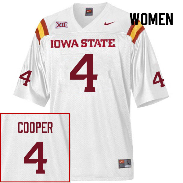 Women #4 Iowa State Cyclones College Football Jerseys Stitched Sale-White - Click Image to Close